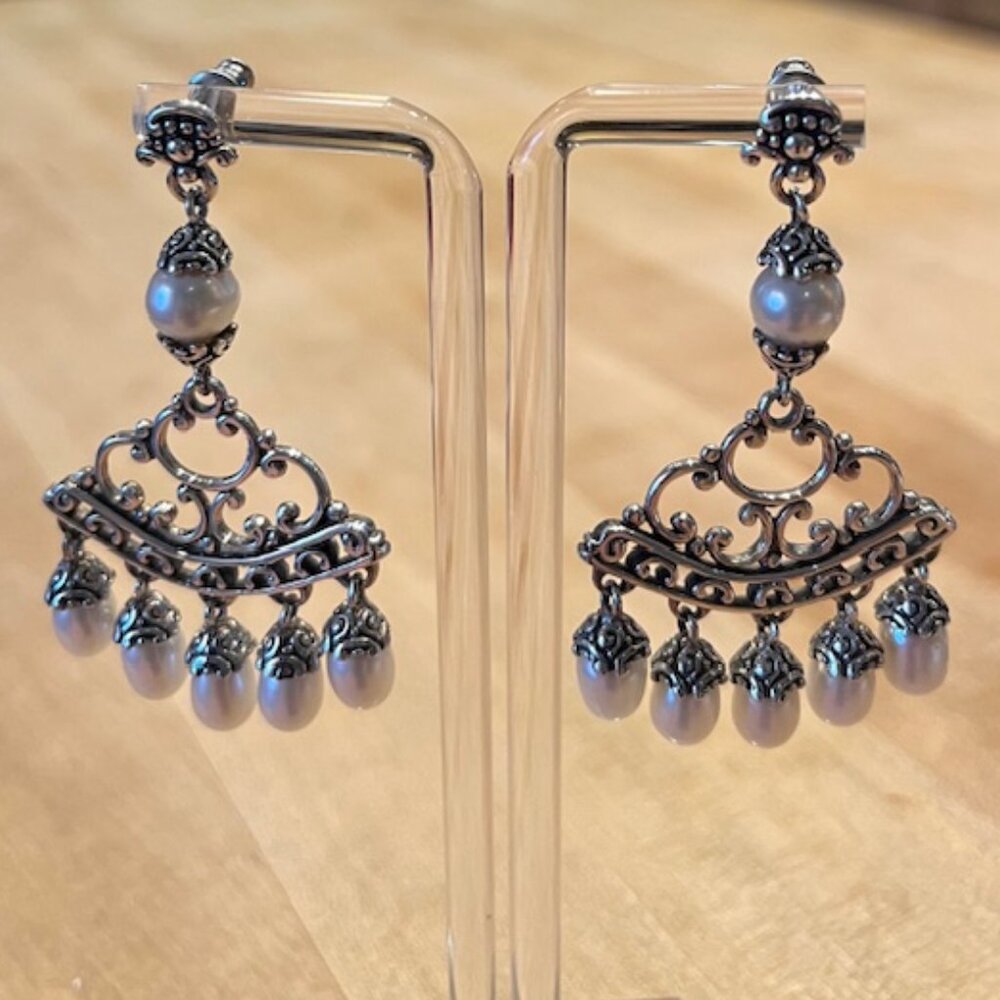 Sterling Silver Pearl Chandelier Earrings – new in box - Picture 2 of 5